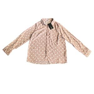 Fashion Nova Pink Polka Dot Button Down Shirt